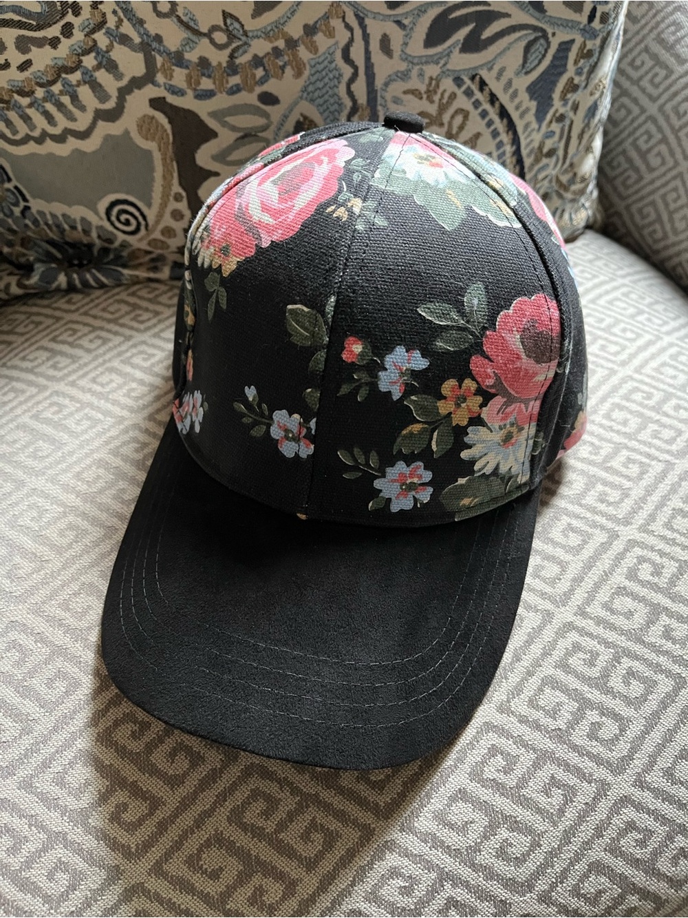 Floral Black Women's Baseball Cap -